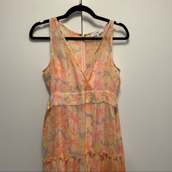 LIKELY Rachel Tiered Long Maxi Dress Gown Peach Multi - Picture 5 of 8